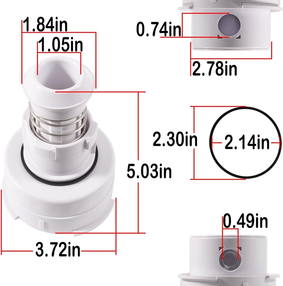 Rotating Head Nozzle Fits for PCC2000 in-Floor Cleaning System / White