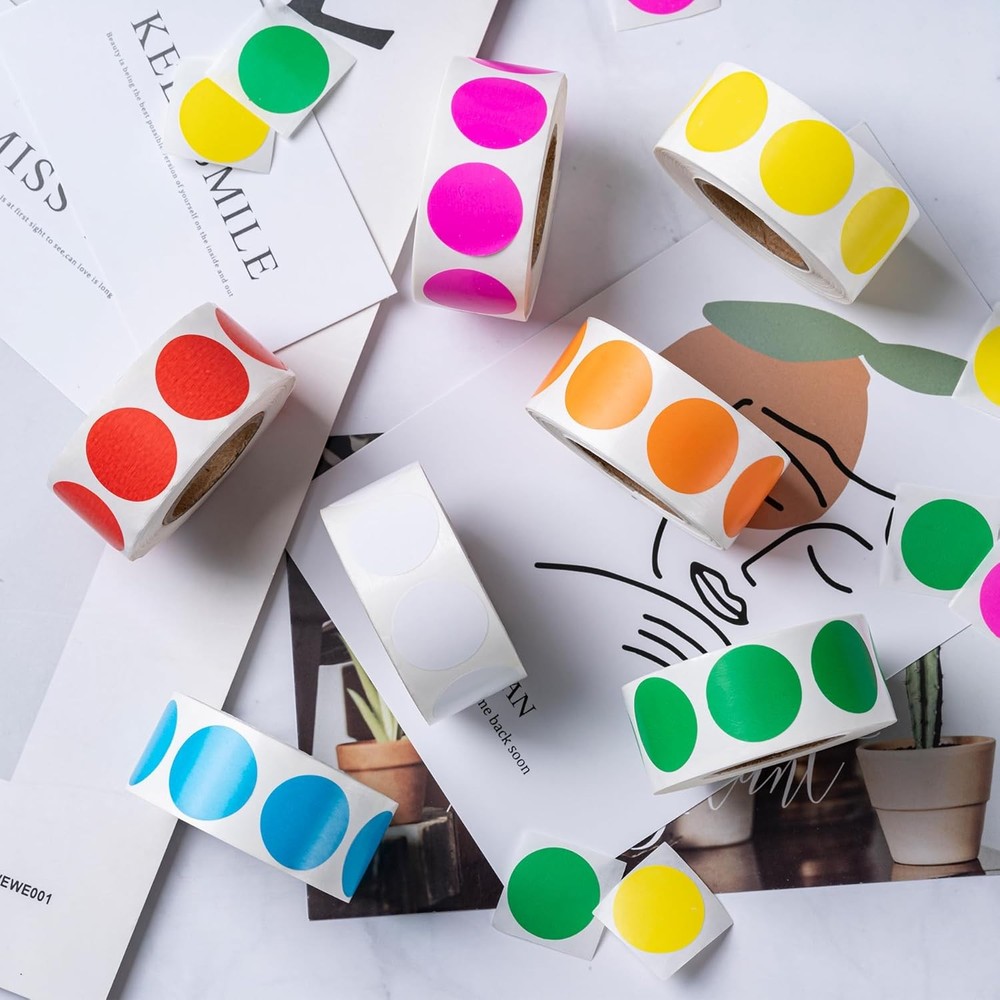 3500 Pcs Colored Dot Stickers, 3/4" Label Sticker round Color Coding Labels