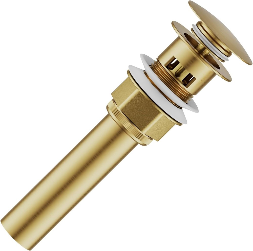 Robust Gold Bathroom Sink Drain with Overflow, Easy Installation & Strainer