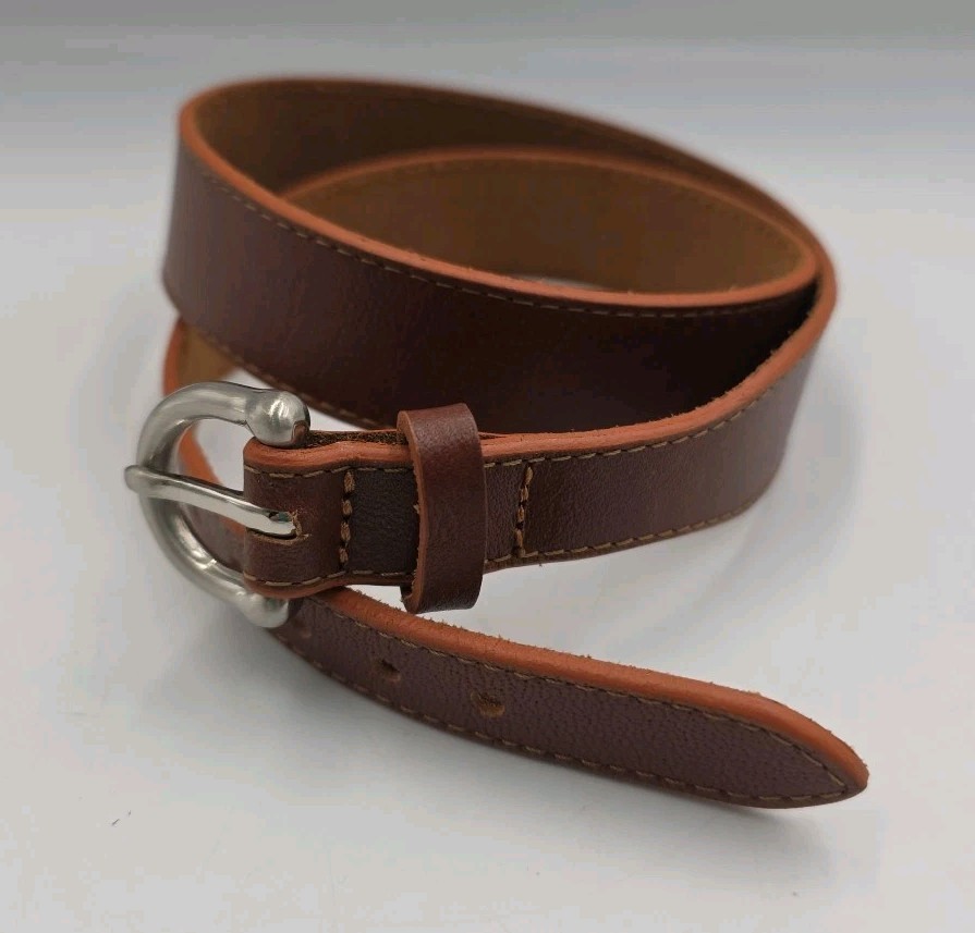 LOOP LEATHER CO. Brown Leather Womens Belt Size M 83cm