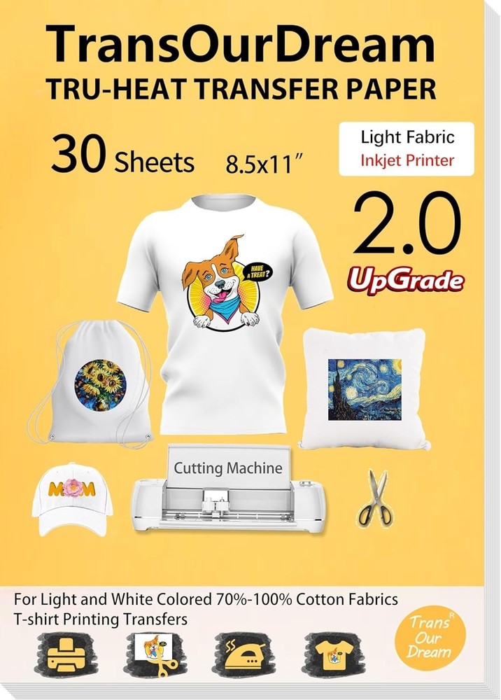 Versatile Iron-On Transfer Paper for Easy DIY Crafts - 30 Glossy Sheets