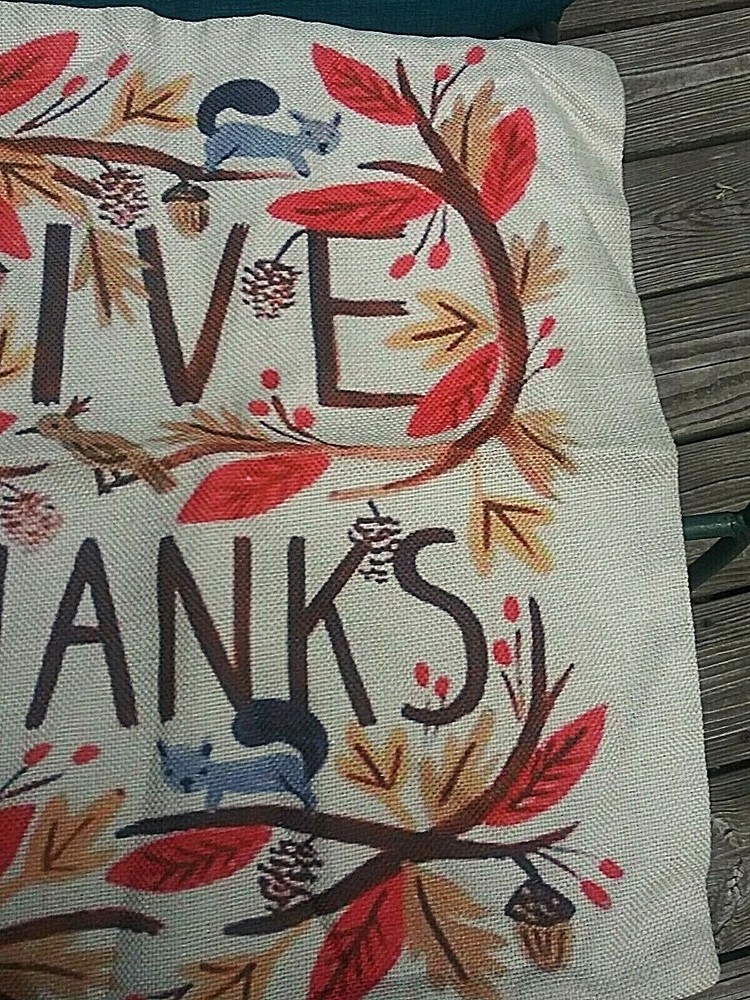 Give Thanks Throw Pillow Cover Autumn Fall Zipper closure