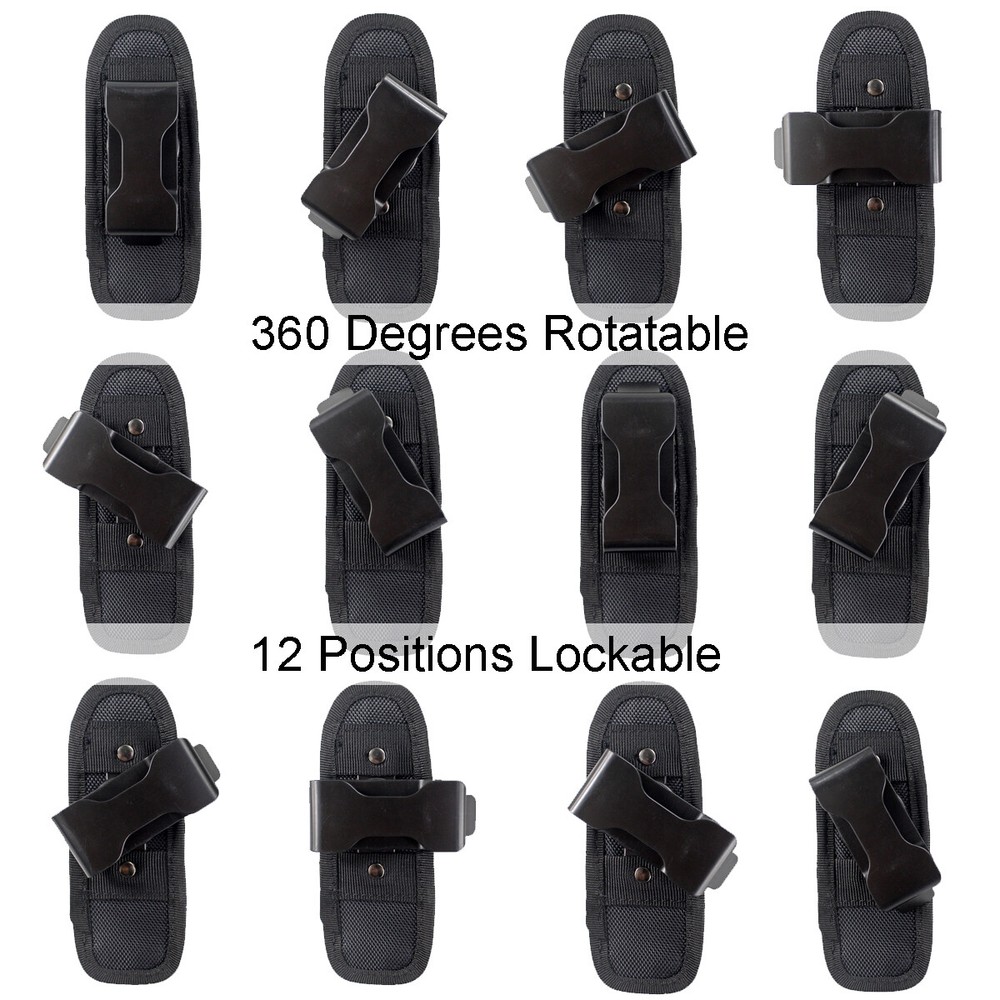 US Tactical Rotatable Heavy Duty Belt Flashlight Holster Torch Pouch Holder
