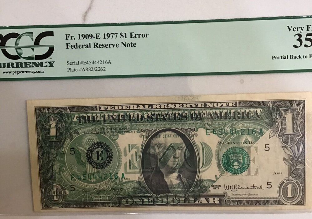FR#1935-B and FR#1909-E,Offset Printing Of Back to Front