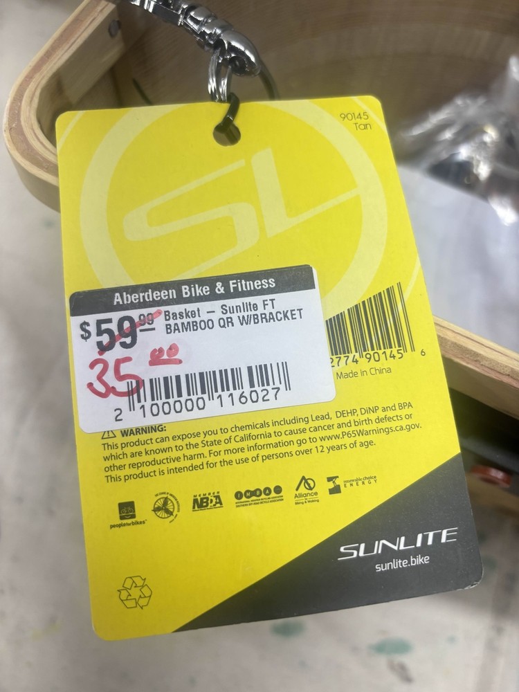 Sunlite Front Basket bamboo QR with Bracket