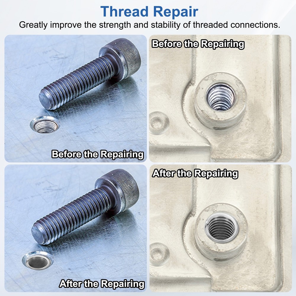 20pcs Wire Thread Inserts 8#-32 UNC 3D 12.6mm Helical Threaded Sleeve