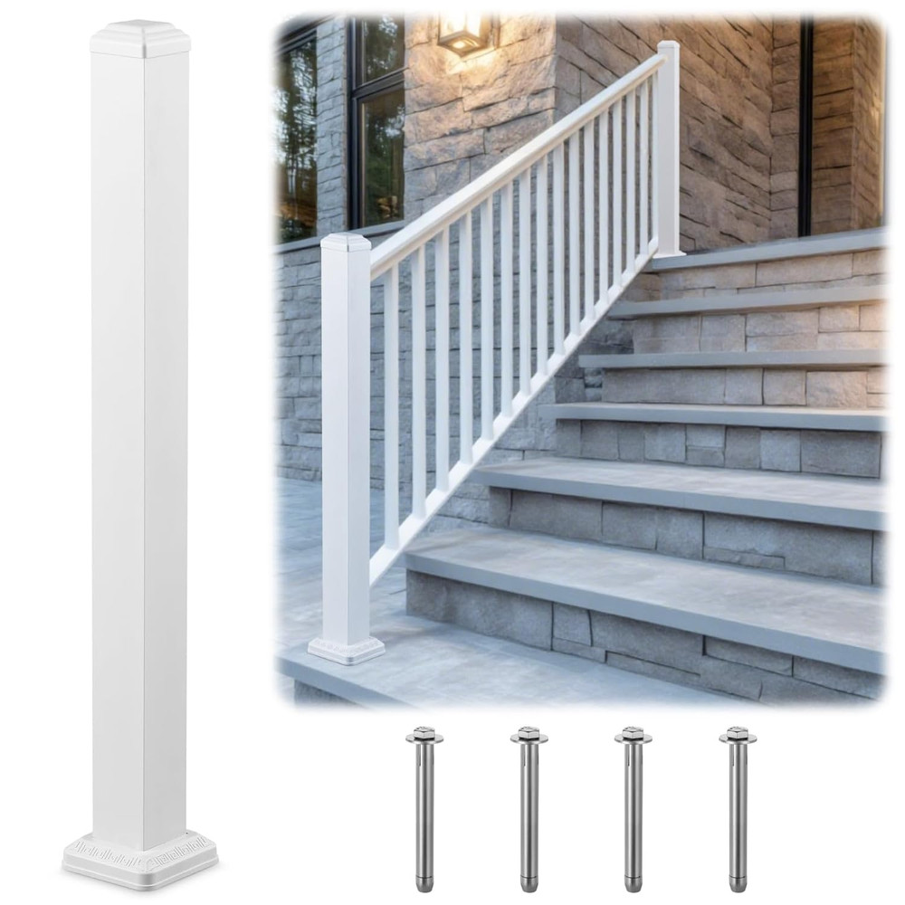 Heavy Duty Aluminum Deck Post Kit 39" - Rust-Proof, White, 36" Height