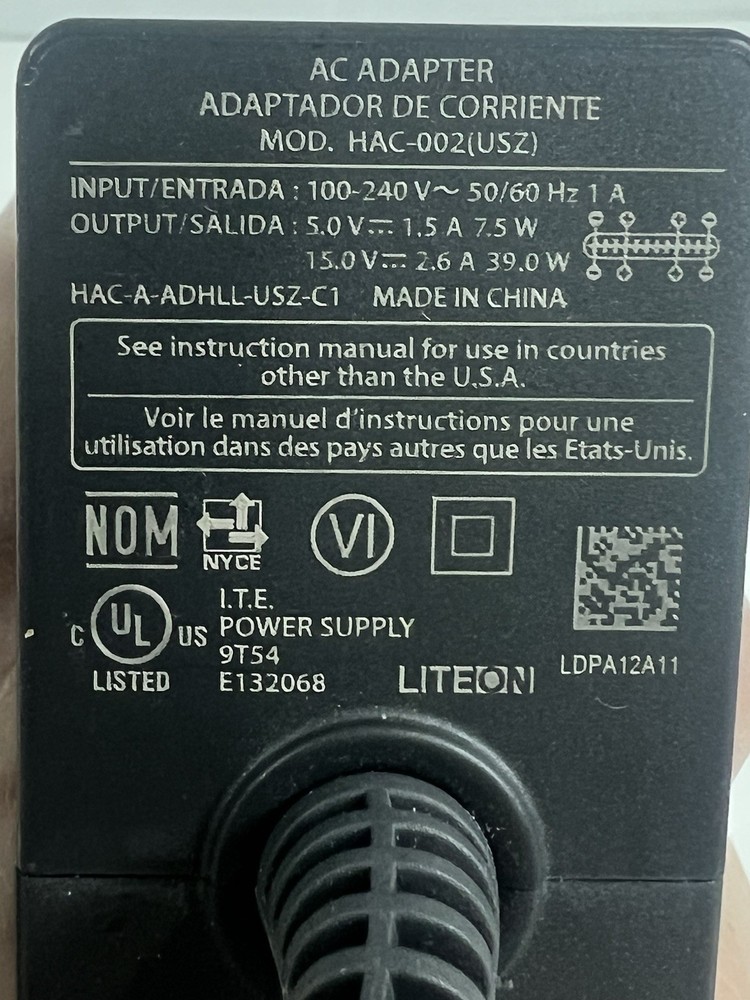Original Nintendo Switch Charging AC Power Adapter
