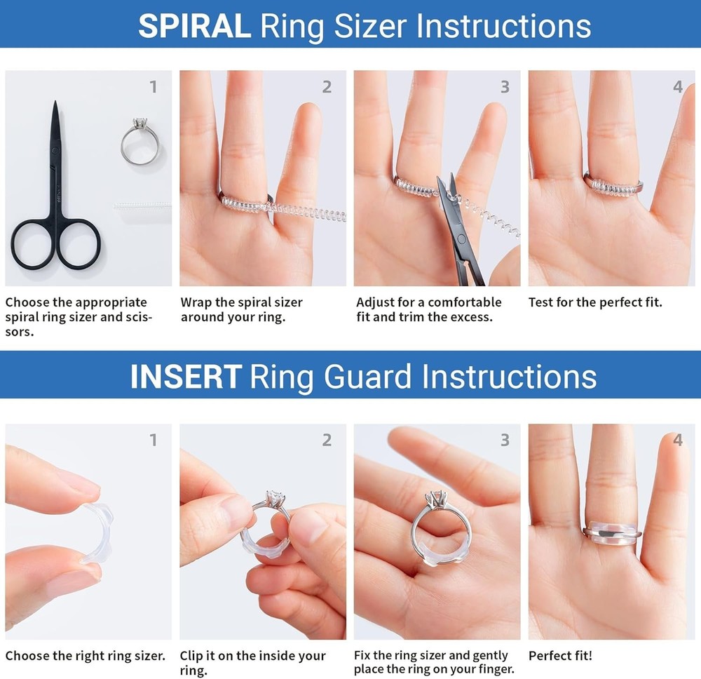 Ring Size Adjuster 64-Piece Set – Spiral Coils, Guards & Sizing Strips