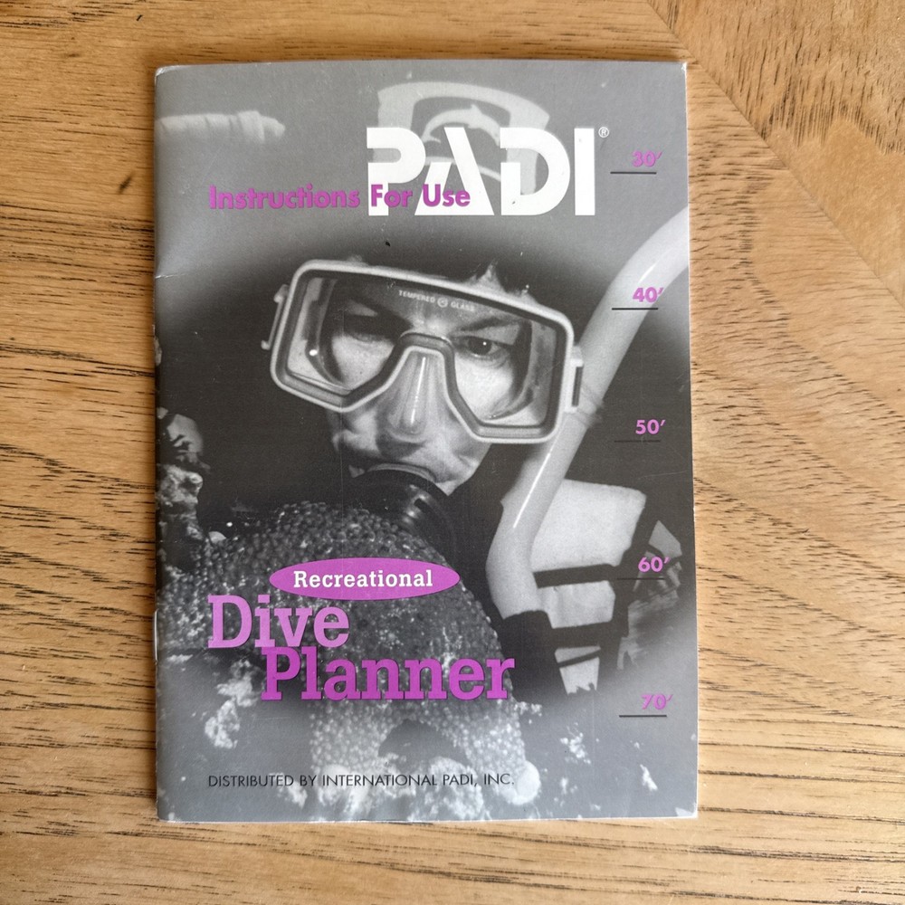 PADI Recreational Dive Planner / Instructions Book Scuba (Imperial)