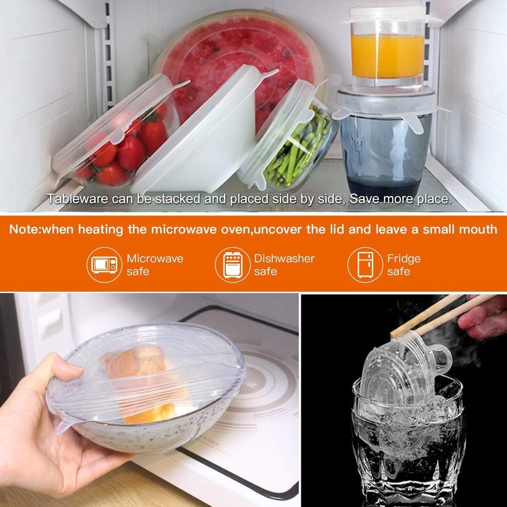Microwave and Dishwasher Safe Silicone Lids Set, 14 Pack with 7 Sizes Available