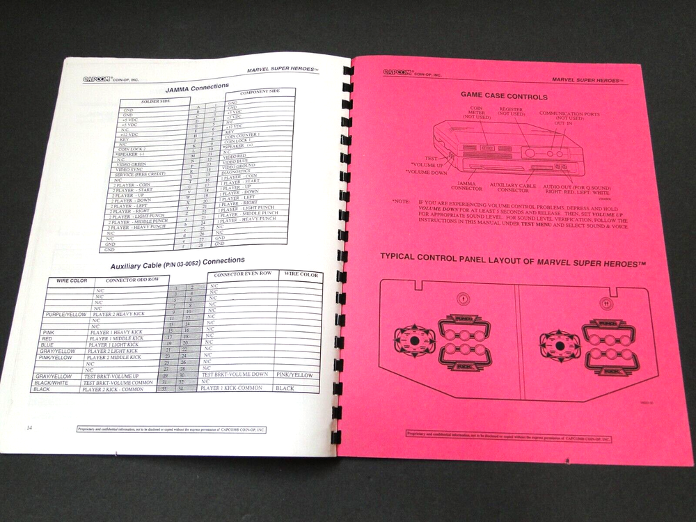 Vintage 1995 Capcom - Marvel Super Heroes Arcade Operators Manual
