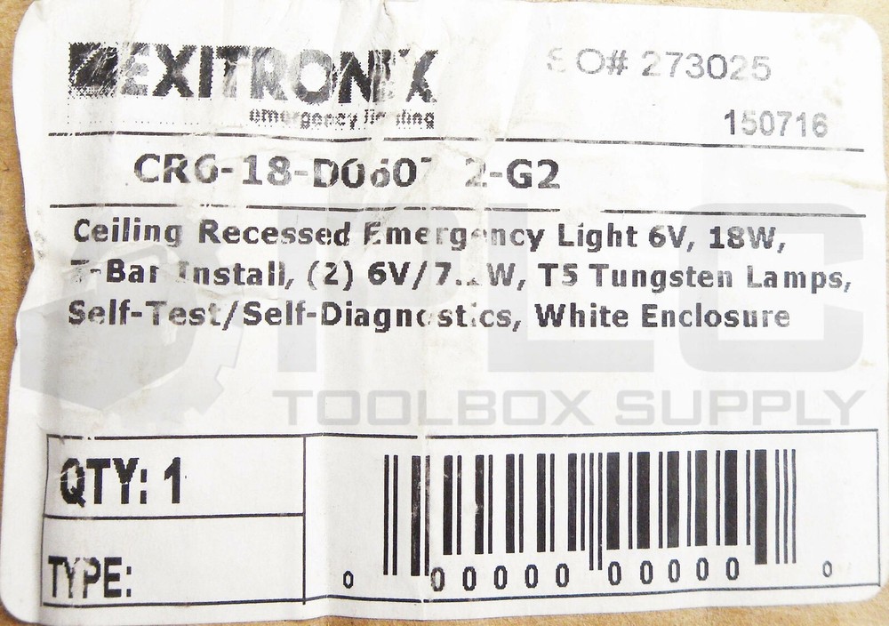 NEW EXITRONIX CR6-18-D0607-2-G2 EMERGENCY LIGHT *READ*