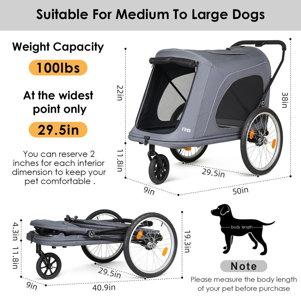 Beberoad Pets Stroller Foldable Pet Stroller R8 Luxury Dog Stroller Pet Trailer