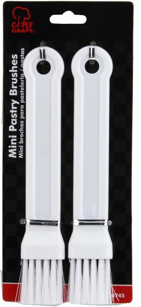 2pc Mini Pastry Brush Set 7" White Chef Craft Plastic Basting Brushes Baking