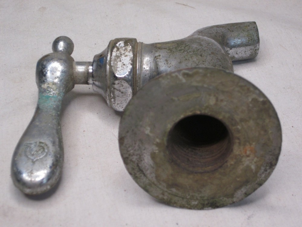 vintage faucet chrome marked handle " E " threaded hole