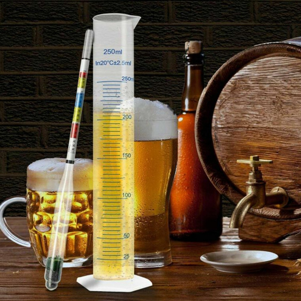 Wine Hydrometer Test Jar Triple Scale Alcohol Meter For Beer Wine Mead Kombucha