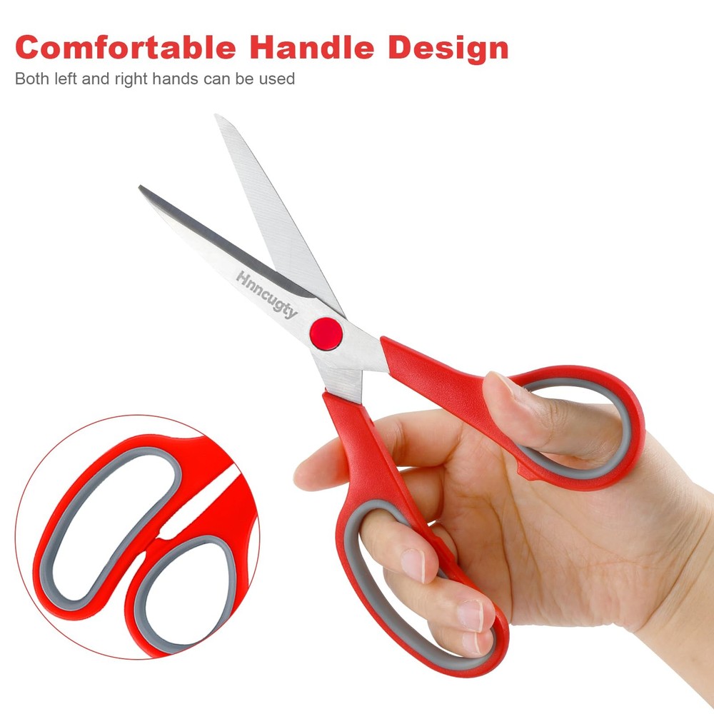 Scissors, Hnncugty 8" Scissors All Purpose Bulk Set of 6-Pack, Sharp 6 Pack