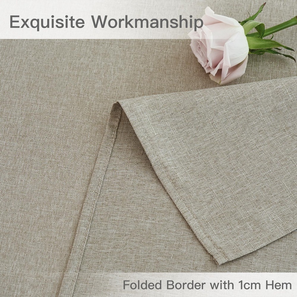 Rectangle Linen Textured Tablecloth Waterproof Spillproof Washable Fabric Tab...