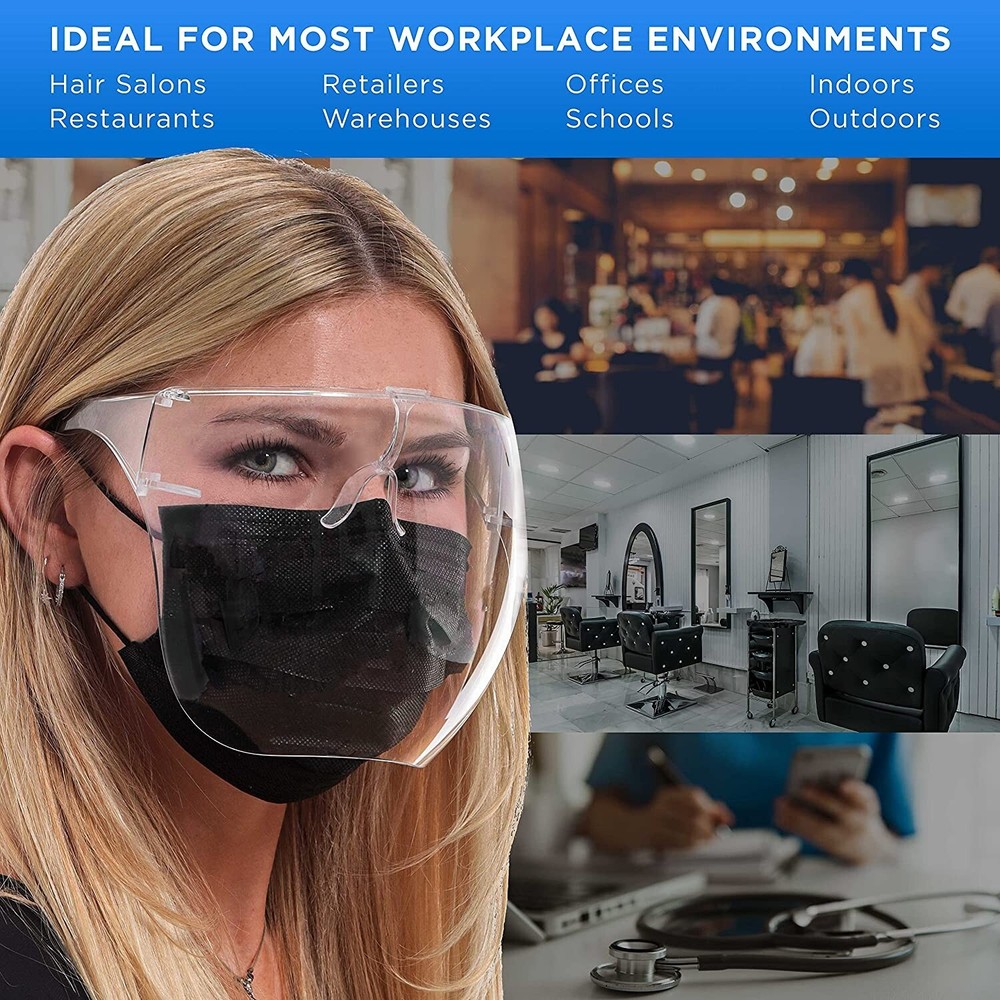 Pack of 3 Protective Full Cover Face Shield Glasses...