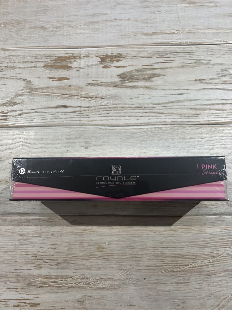 Royale Genius Heating Element professional Ceramic flat Iron Pink Stripes. New!
