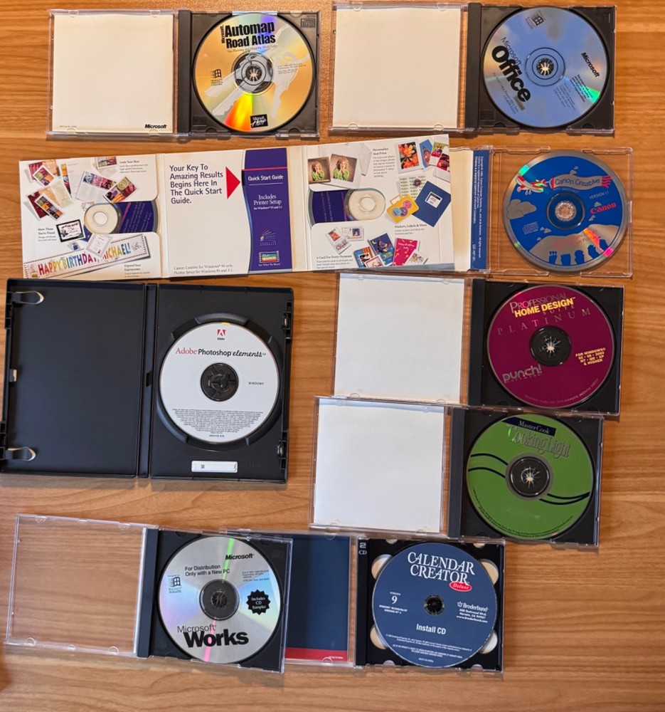 Lot of PC Software, Photoshop Elements, MS Office Windows 95, language, design