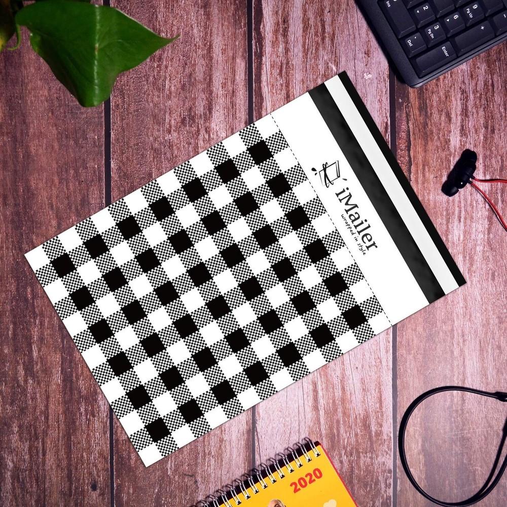 100 Count - 12 x 15.5 inch, Poly Mailer Black Gingham Plaid Package Envelope,...