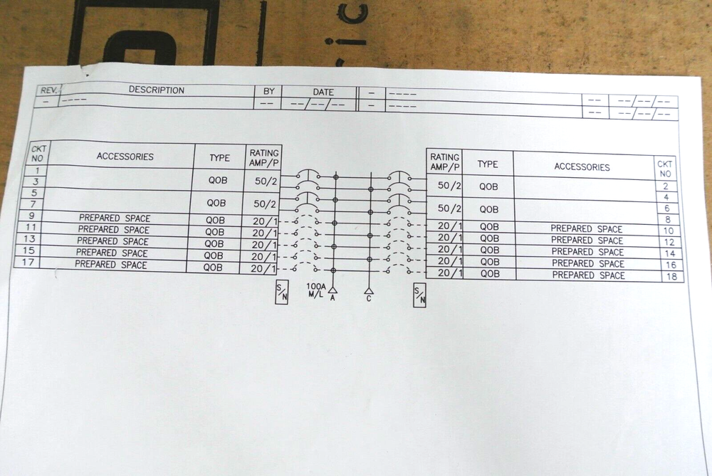 Square D Panel Box 120/240V 1Ph 3W 60Hz 100A