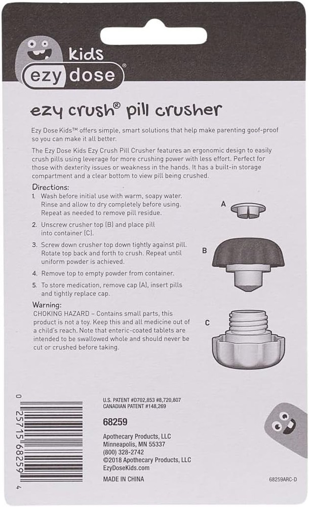 Crush Pill, Vitamins, Tablets, Crusher and Grinder with Storage Compartment, ...