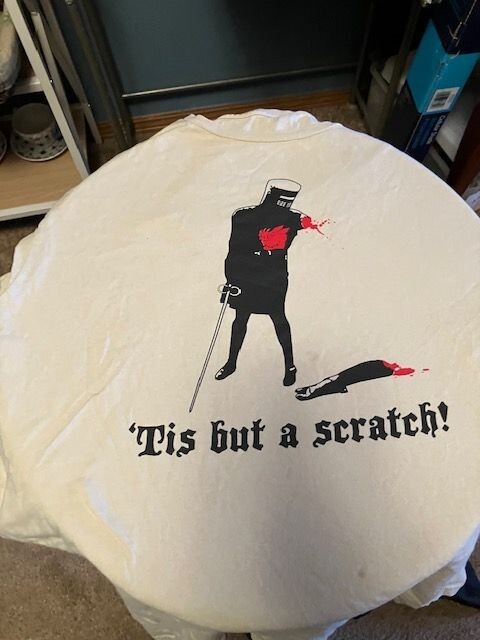 Monty Python Holy Grail Black Knight Tshirt Size L Beige shirt