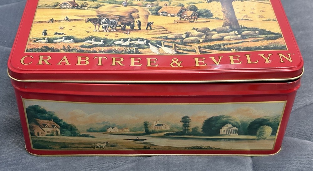 VTG Crabtree & Evenlyn Decorative Storage Tin 10.5” X 7” EMPTY
