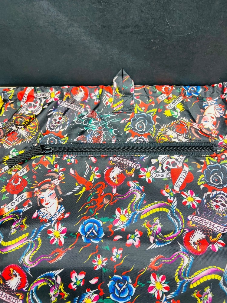 ed hardy nylon drawstring backpack love kills slowly