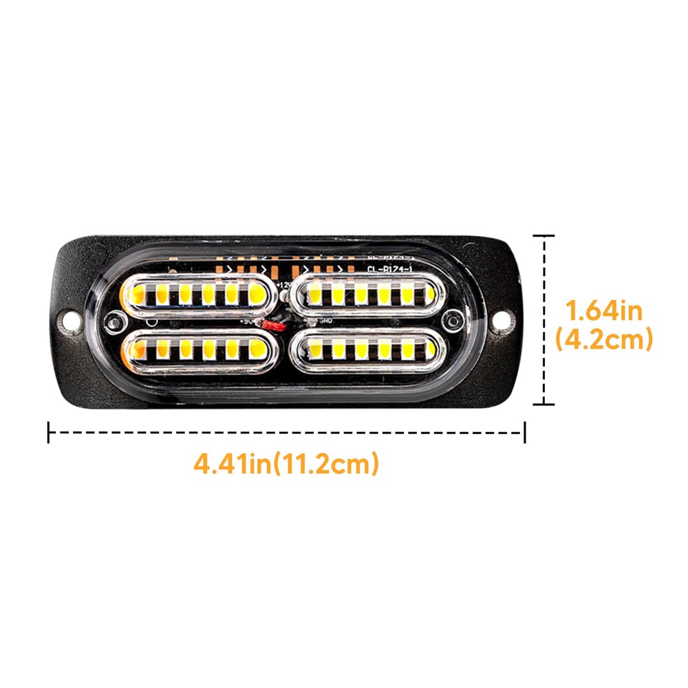 8Pcs 24 LED Strobe Lights Kit Grille Side Marker Emergency Warning w/ Control