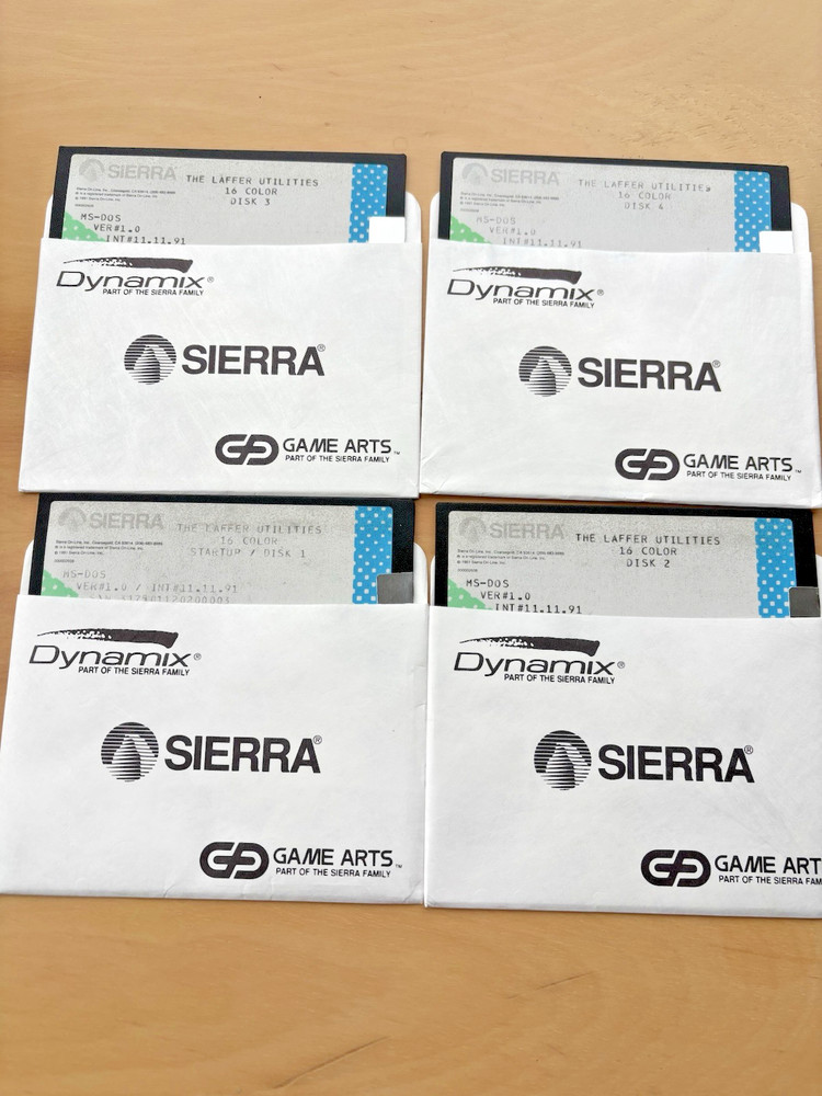 Sierra/Dynamix's Laffer Utilities ~ 4 disk set ~ 5 1/4 floppy disks ~ 1981