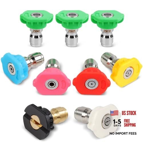 9-Pack Pressure Washer Tips, 4000 PSI-5000 PSI Multiple Degrees Pressure