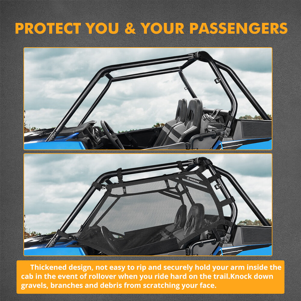 For Polaris RZR XP 1000 Side Window Nets Screen Roll Cage Mesh UV Protection UTV