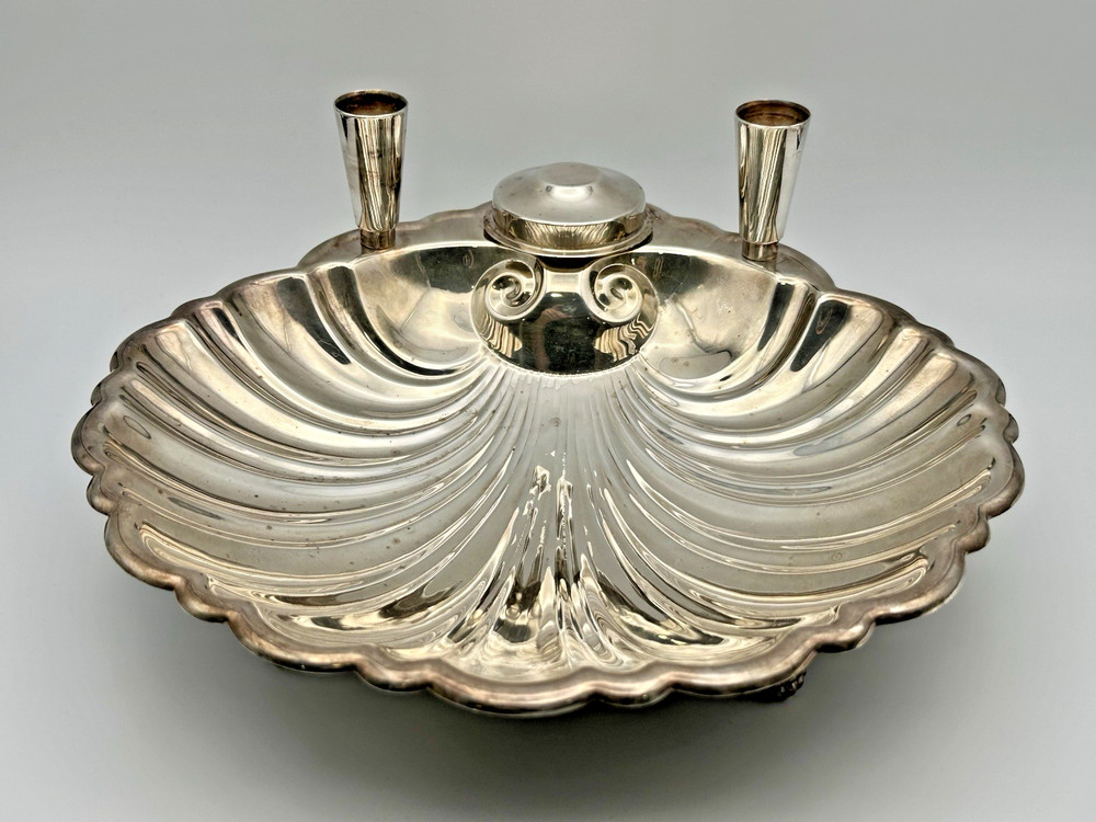 Vintage Starr Co. Silver Plate Shell Appetizer Serving Toothpick Holder Dish 11"