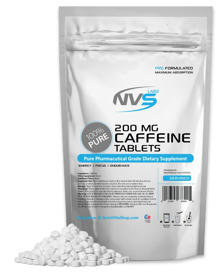 1250 CAFFEINE TABLETS 200mg STRENGTH NVS LABS