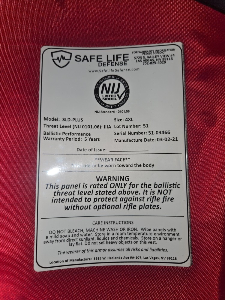 safe life defense vest xl