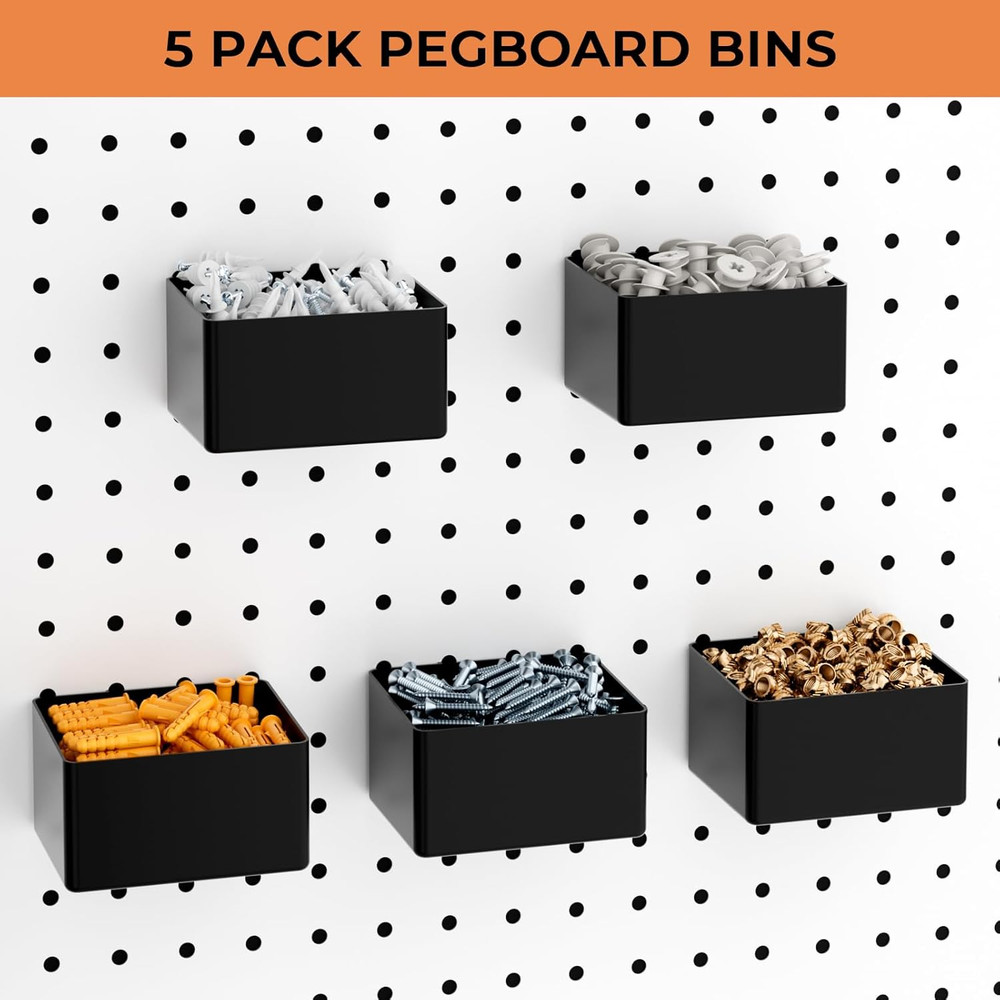120PCS Pegboard Accessories Organizer Kit, Peg Board Hooks Assortment with Bins