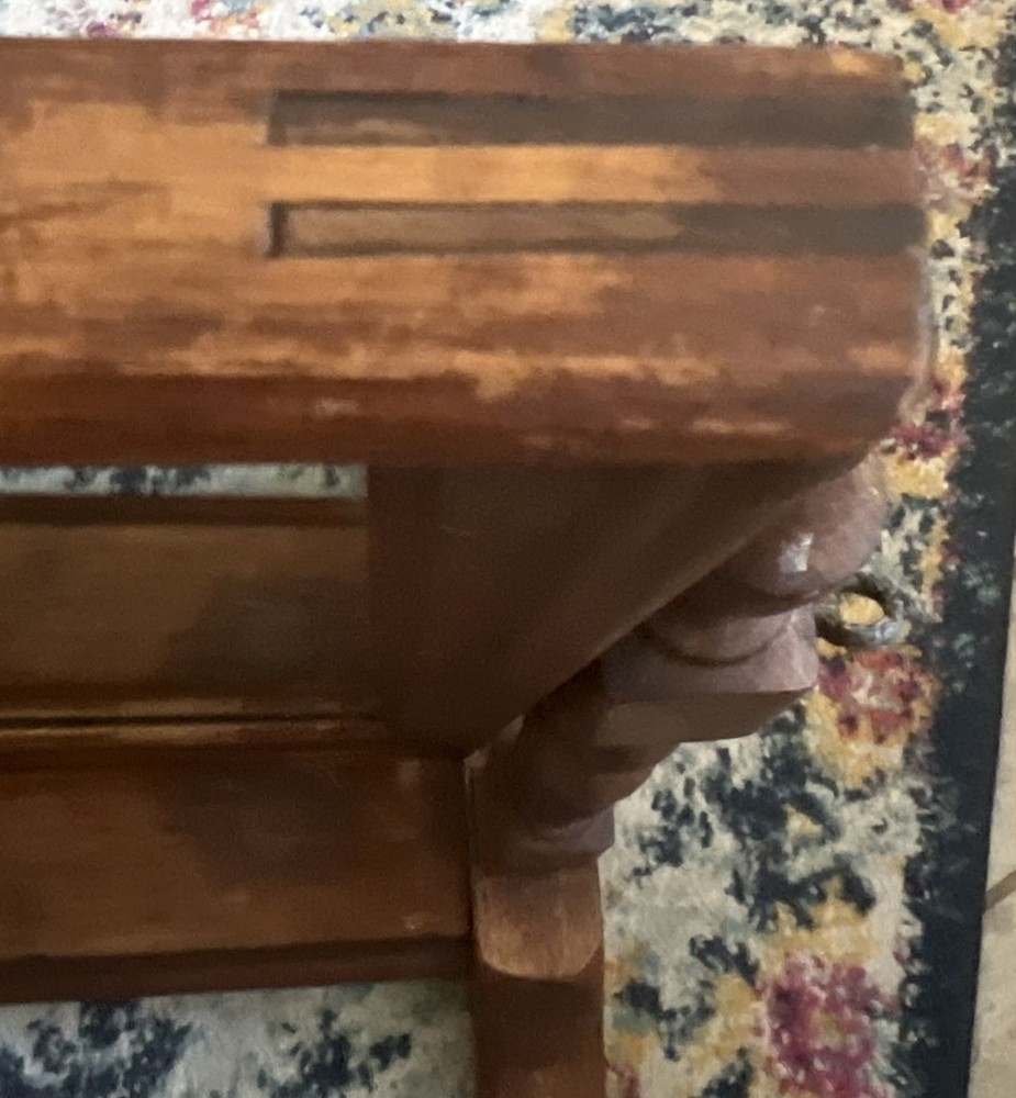 Antique rectangular pivoting shaving mirror 18”x14” w/solid wood base