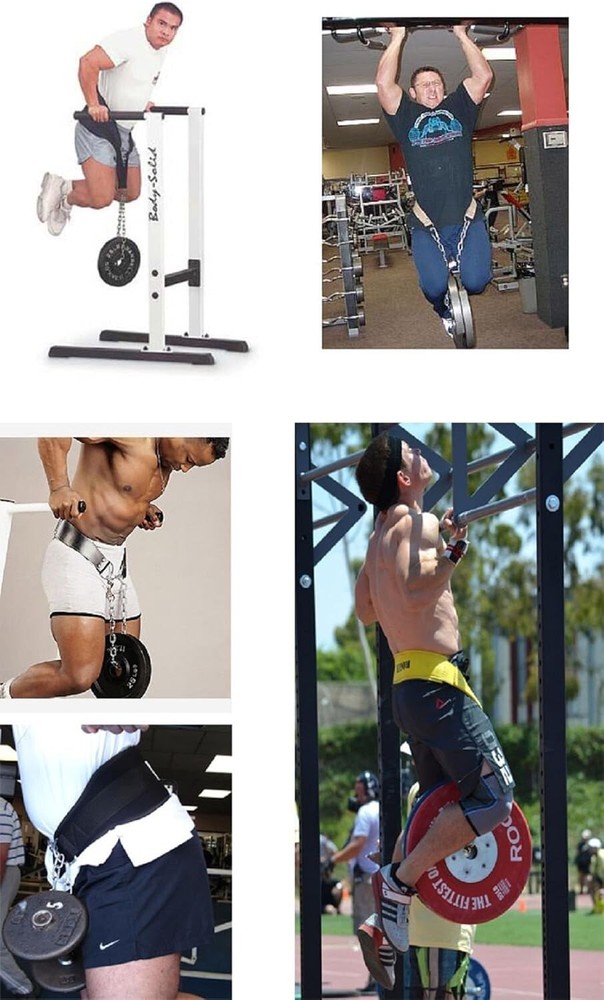 Pull-up Belt Weighted Dip Belt with Chain Weightlifting Back Double D-ring
