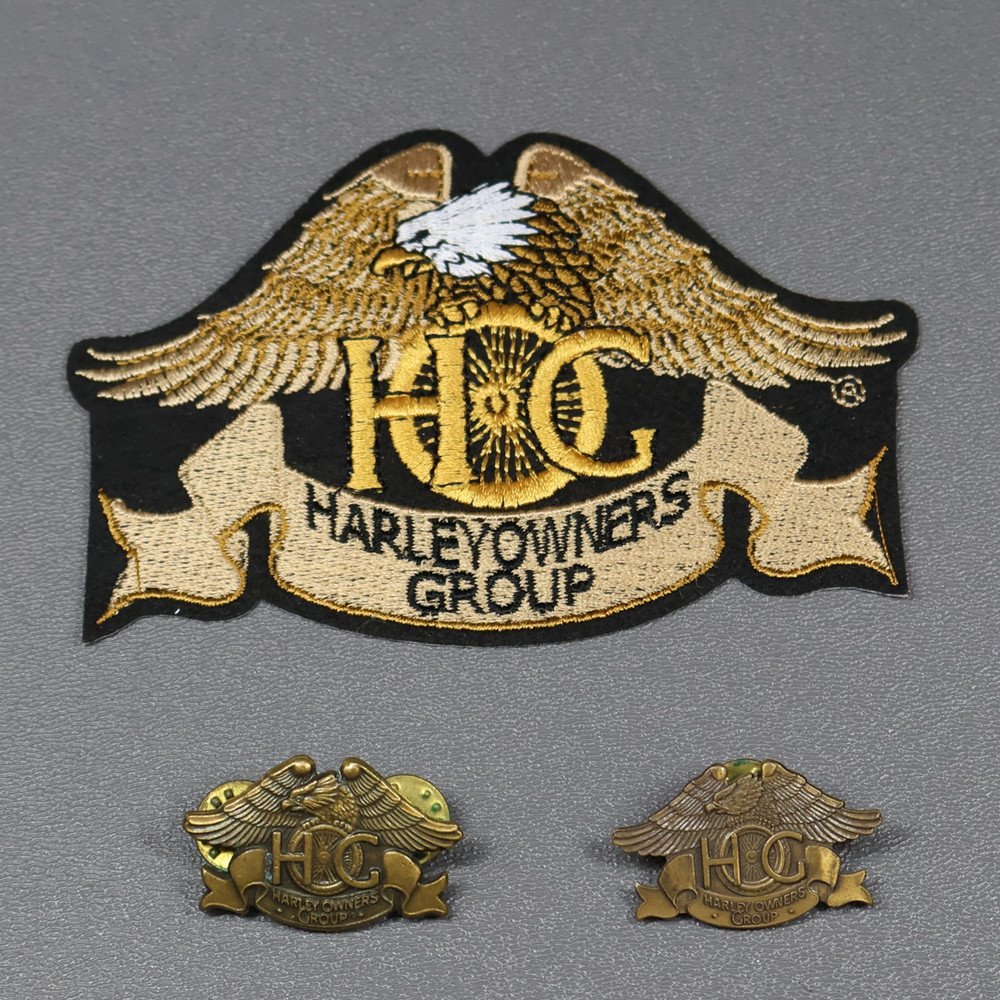 Harley Davidson Owners Group HOG Eagle Patch and 2 HOG Eagle Pins UNUSED