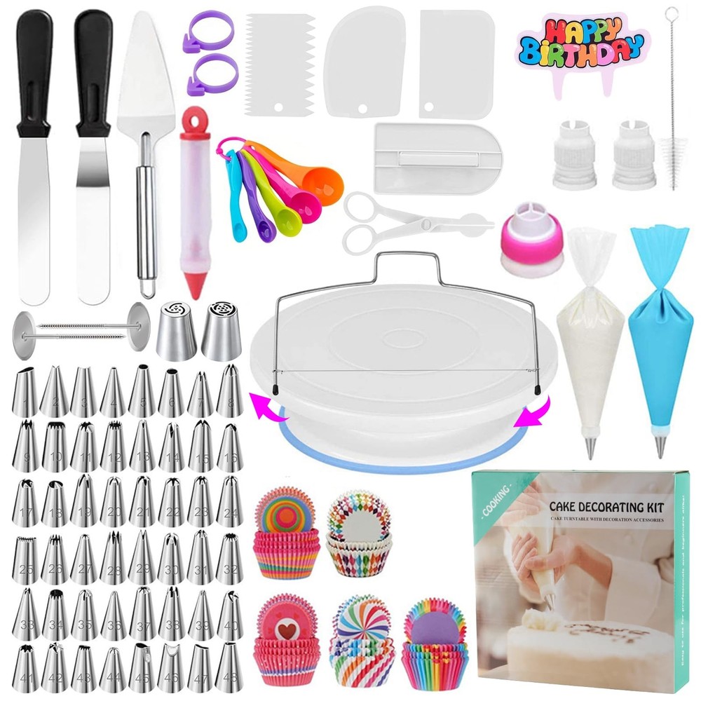 475pcs Complete Cake Decorating Kit, Cake Decorating Tools with Rotating Cake