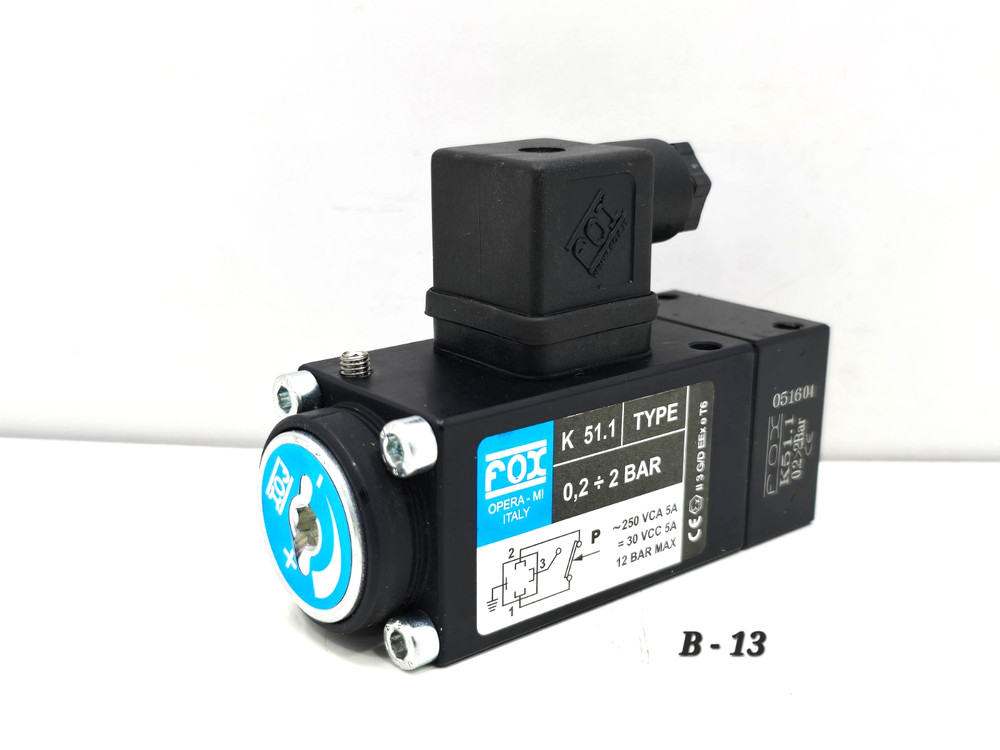 K51.1 FOX PRESSURE SWITCH ADJUSTABLE PRESSURE RANGE 0.2 - 2 BAR