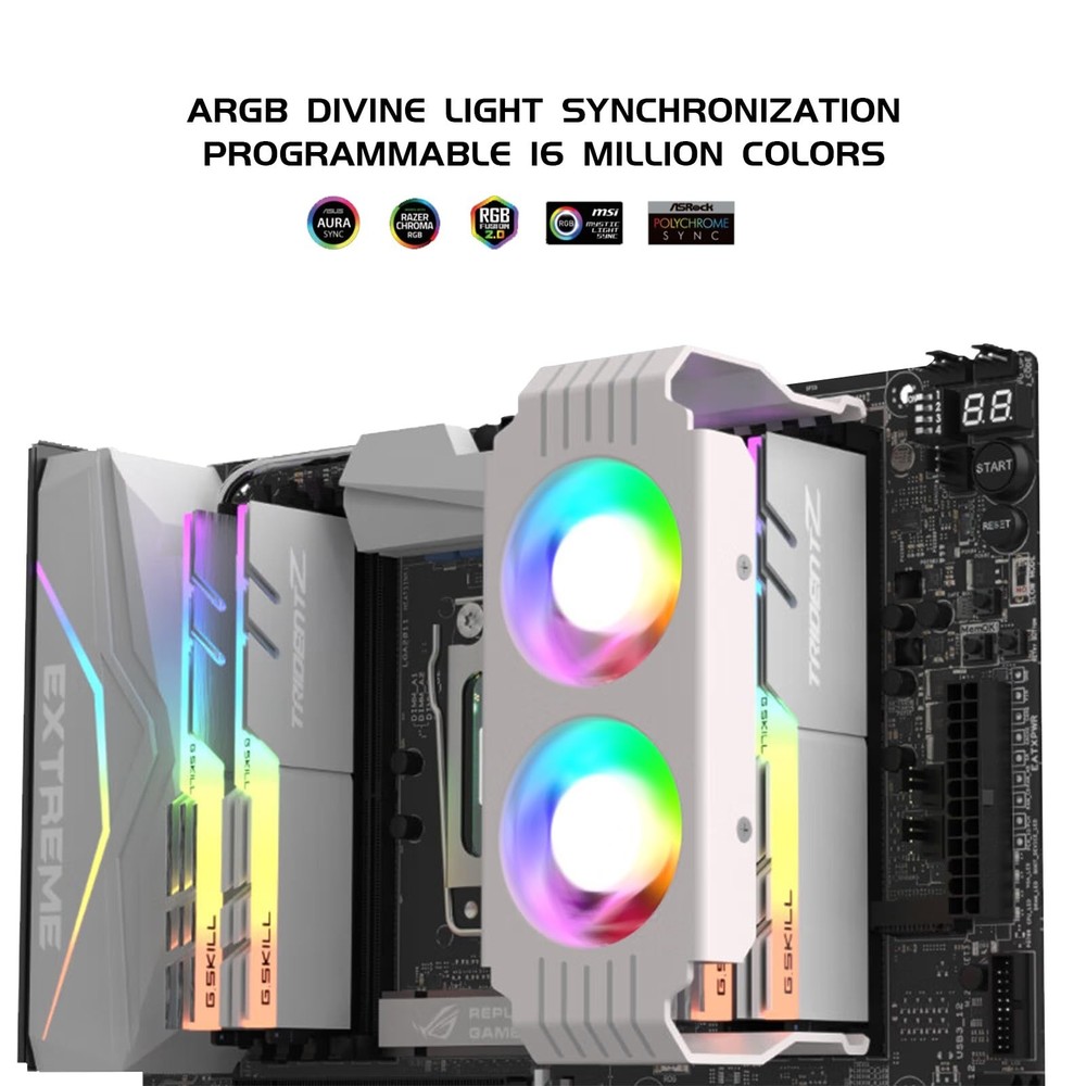 Memory RAM Cooling Fans,5v/3-Pin ARGB Light Effect Memory Cooler for DIY PC G...