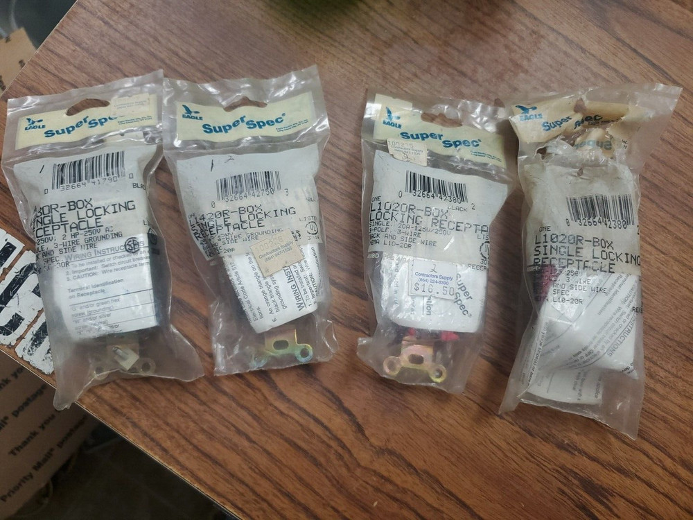 (4-PCS) Eagle Super Spec Single Locking Receptacles L1020R-BOX + 2 MORE (TA48MS)