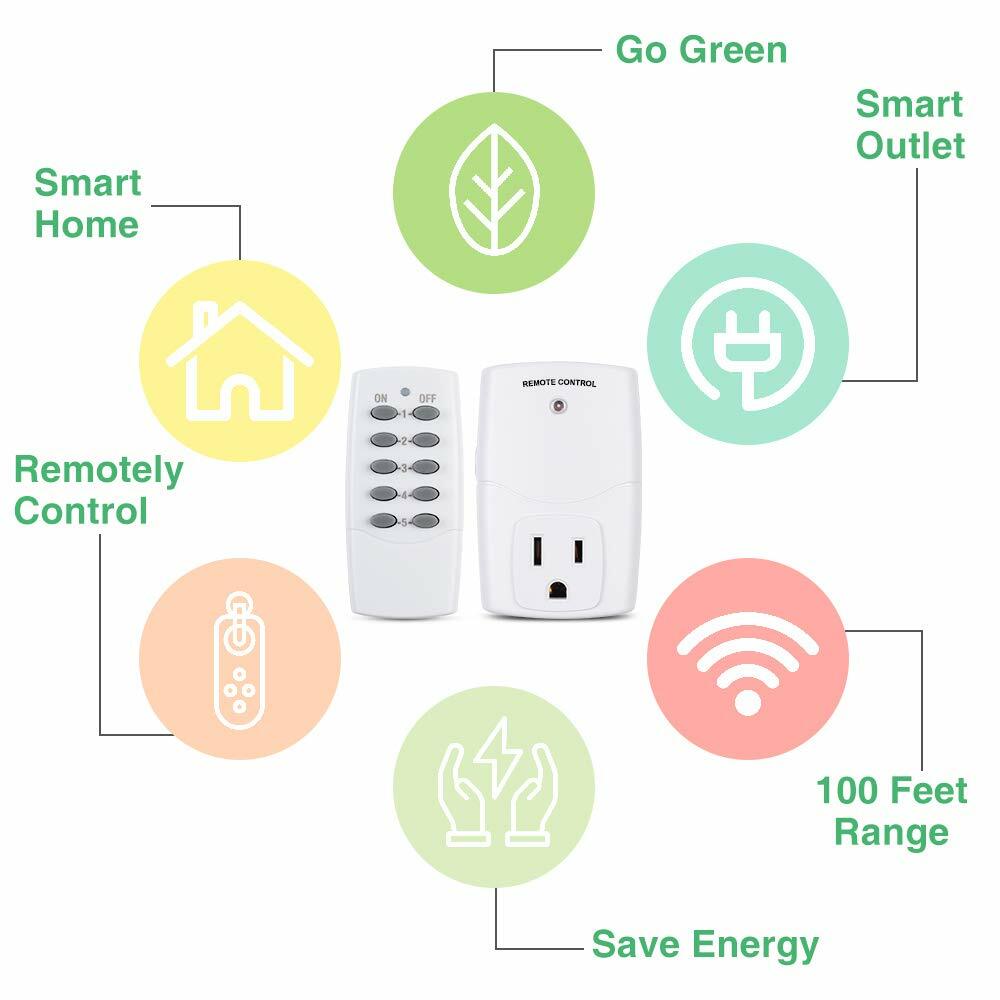 BN-LINK Mini Wireless Remote Control Outlet Switch Power Plug