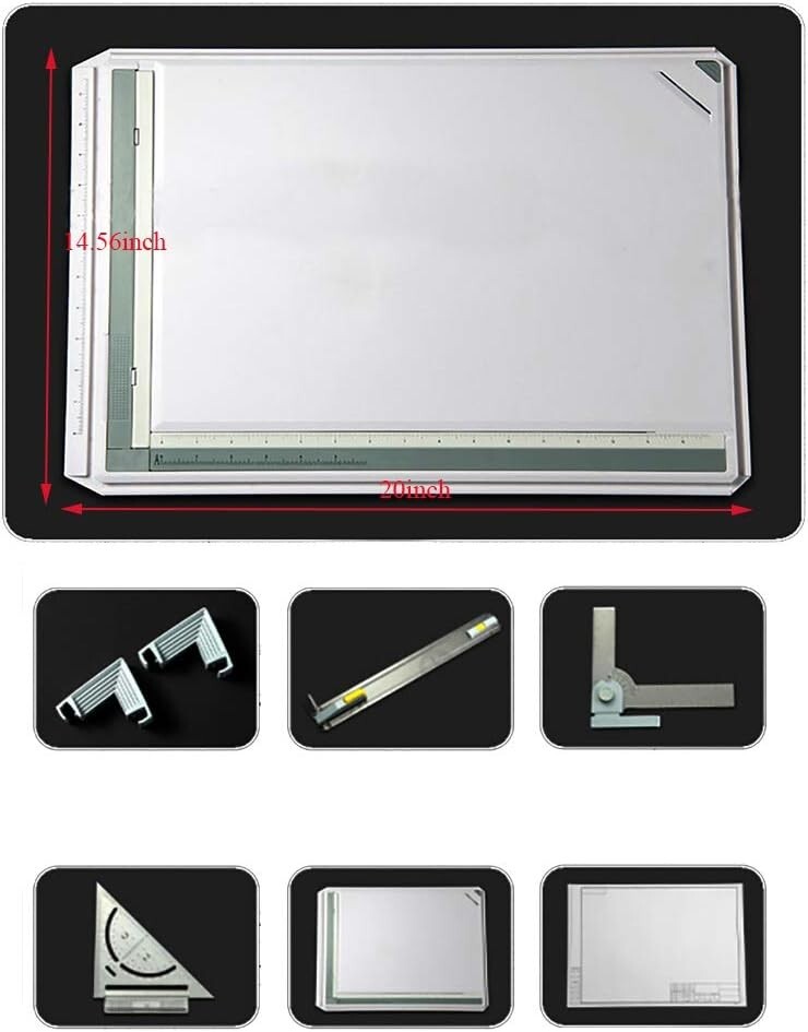 Versatile A3 Drawing Board Workstation with Sliding Ruler & Support Legs