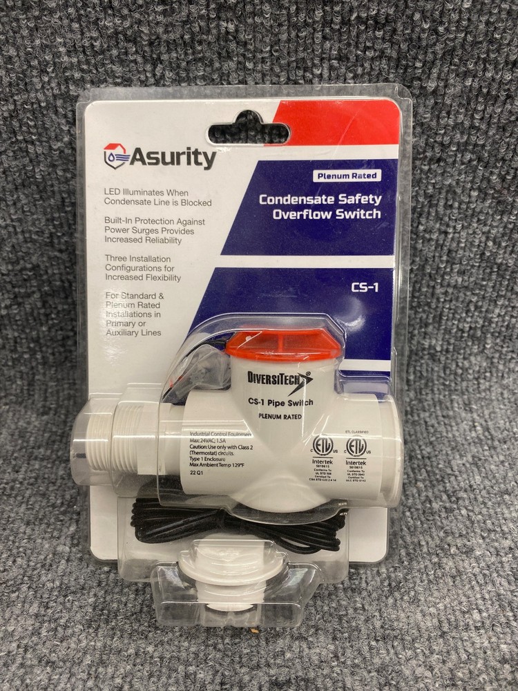 DiversiTech Asurity CS-1 Pipe Mounted Condensate Float Switch - PVC Tee